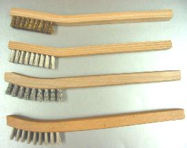 West Coast Brush 330-N Tan Wood 7/16 x 7-3/4 Handle 3 x 7 Row 7/16 Nylon  Trim Scratch Brush - 12/Pack
